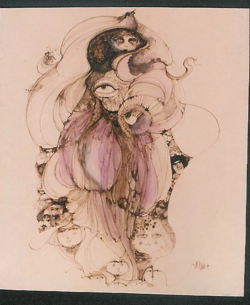 Peinture abstraite aux tons pourpres